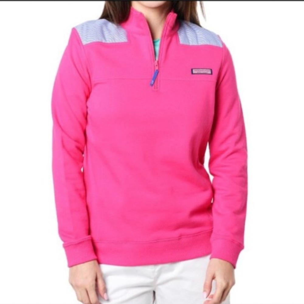 Vineyard Vines Bright Pink Quarter-Zip Sweatshirt